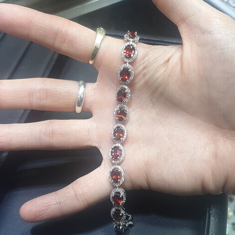 Garnet silver bracelet